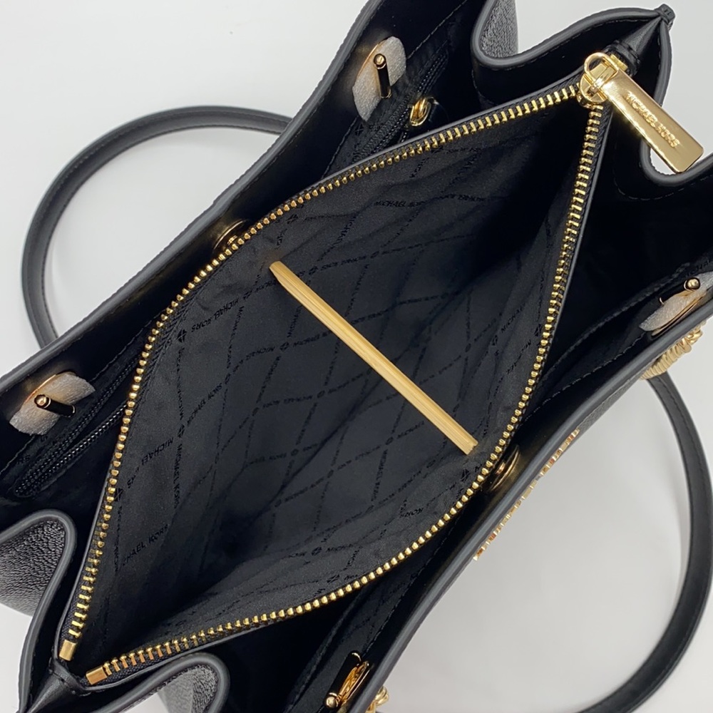 MICHAEL KORS TEAGEN LG LONG DROP SATCHEL BLACK - Picture 12 of 16
